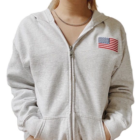 light gray USA zip up hoodie 🇺🇸 - Picture 1 of 5